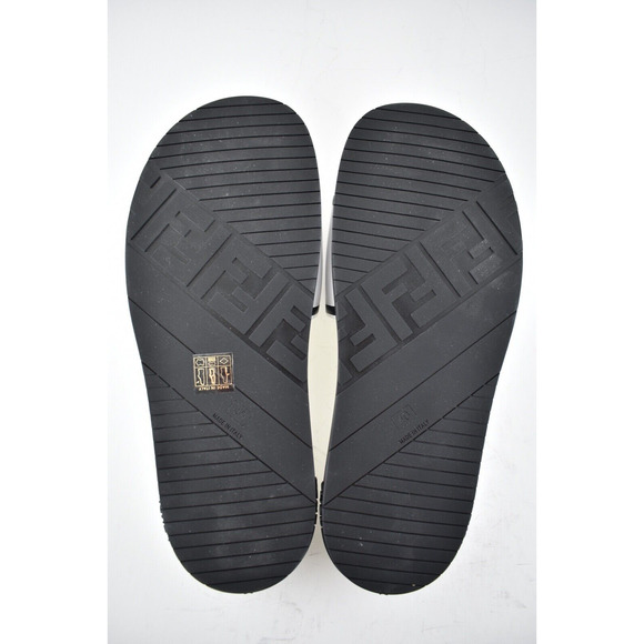 Fendi Joshua Vides White Black Leather Logo Mule Slide Flat Flip Flop Sandal 40 - Picture 12 of 12